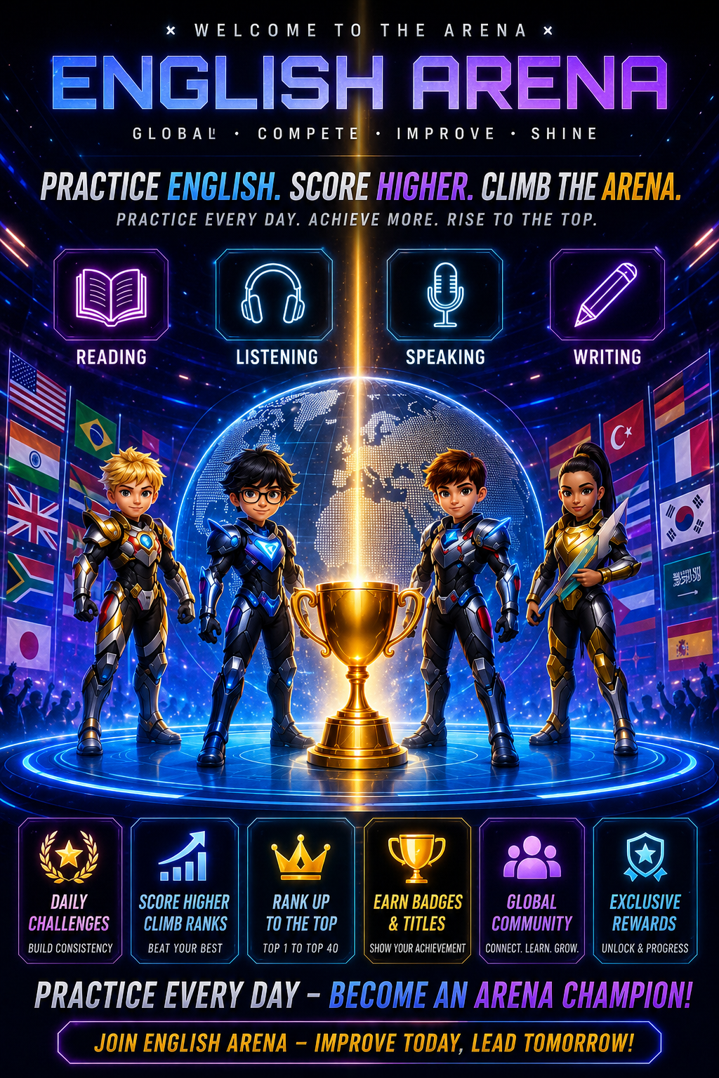 English Arena competitive learning poster